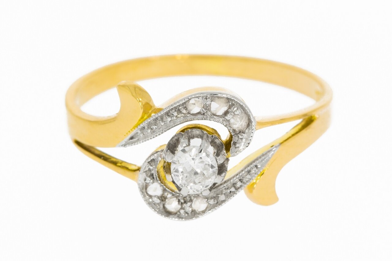 18 karaat gouden diamantring - 17,9 mm