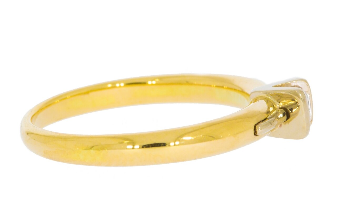 Gouden solitair ring 14 karaat met diamant - 17,9 mm