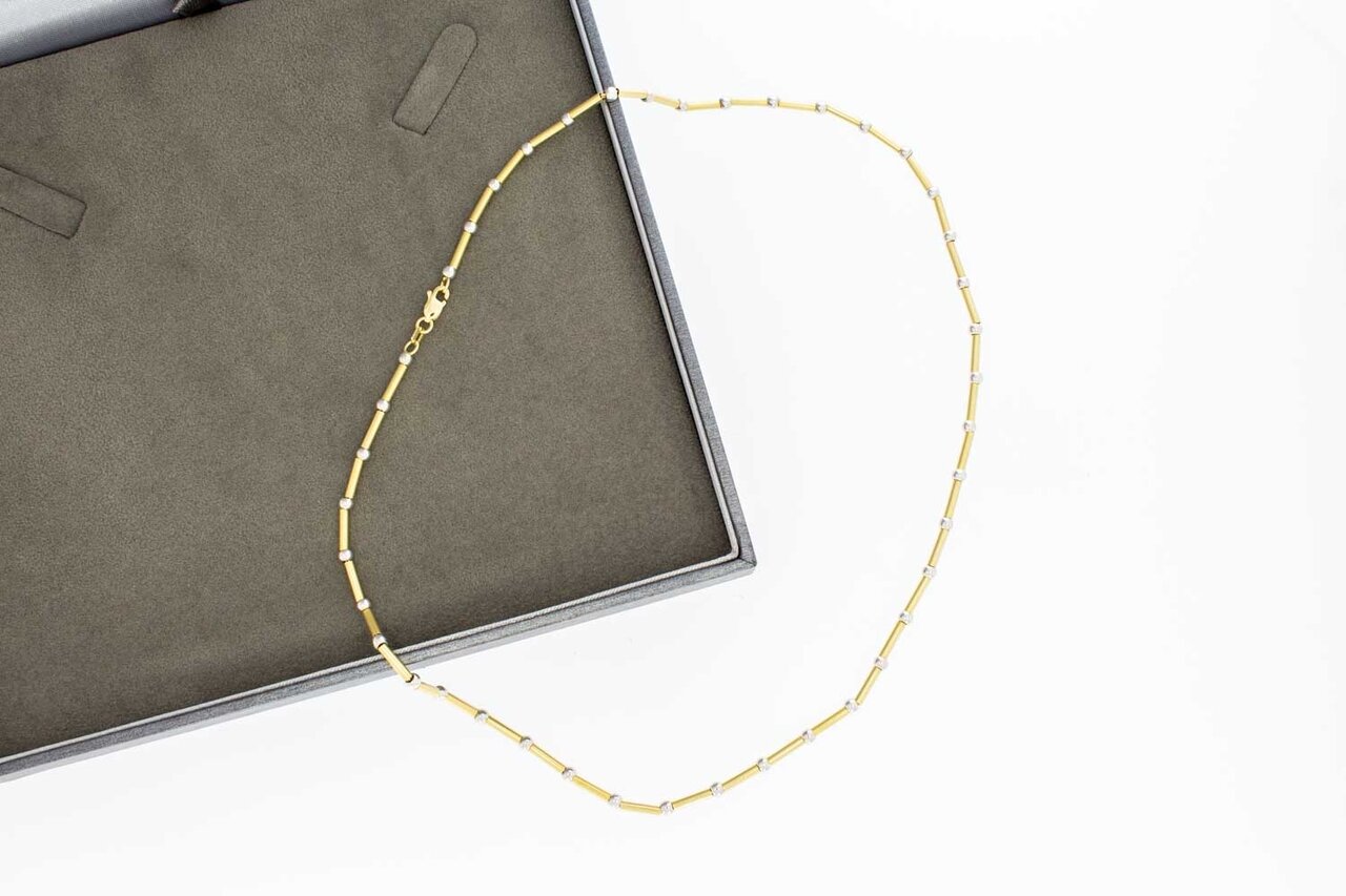 Gouden 14 Karaat Staafjes ketting - 45,3 cm