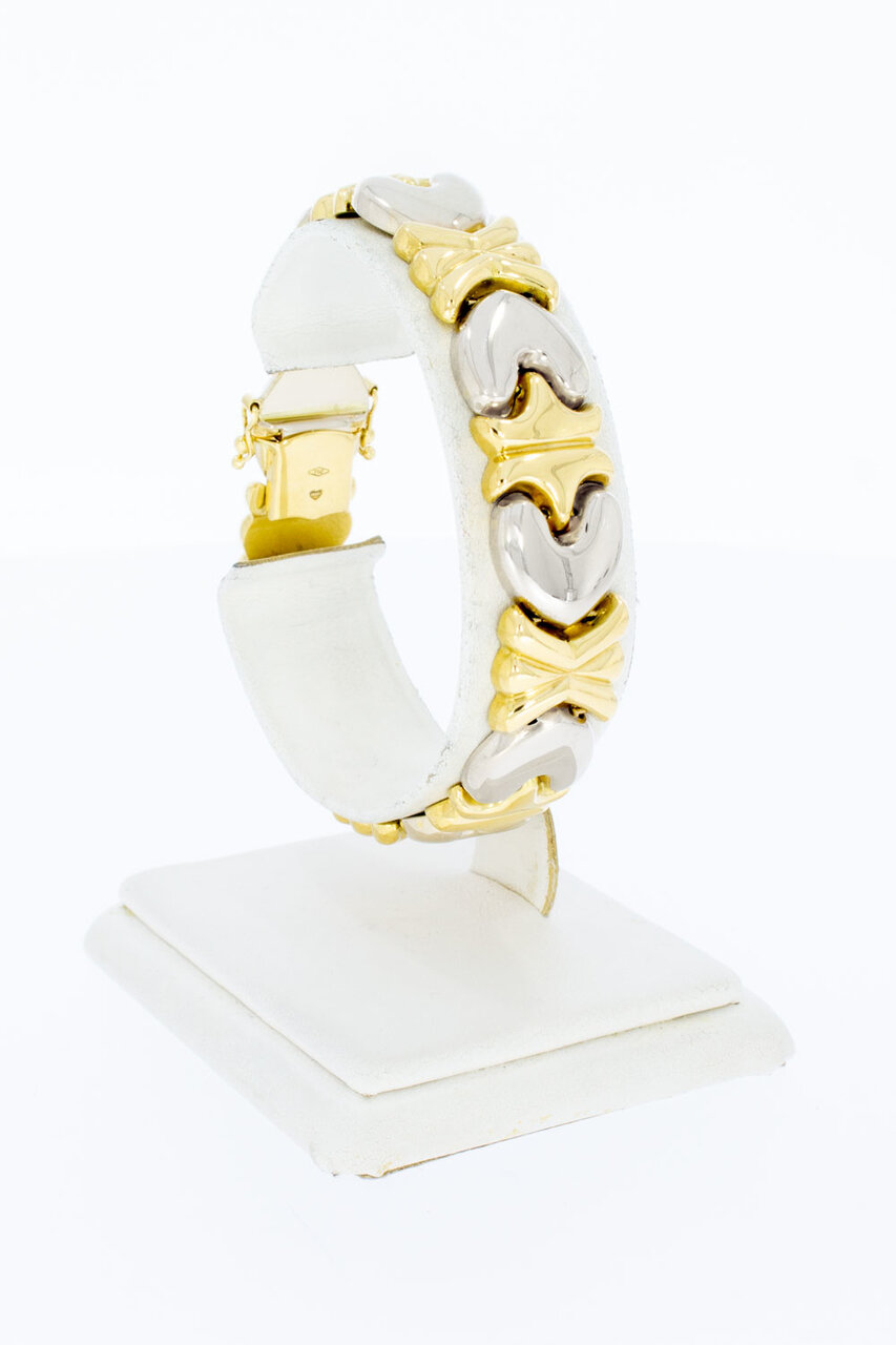 Bicolor gouden armband dames 18 karaat - 18,5 cm