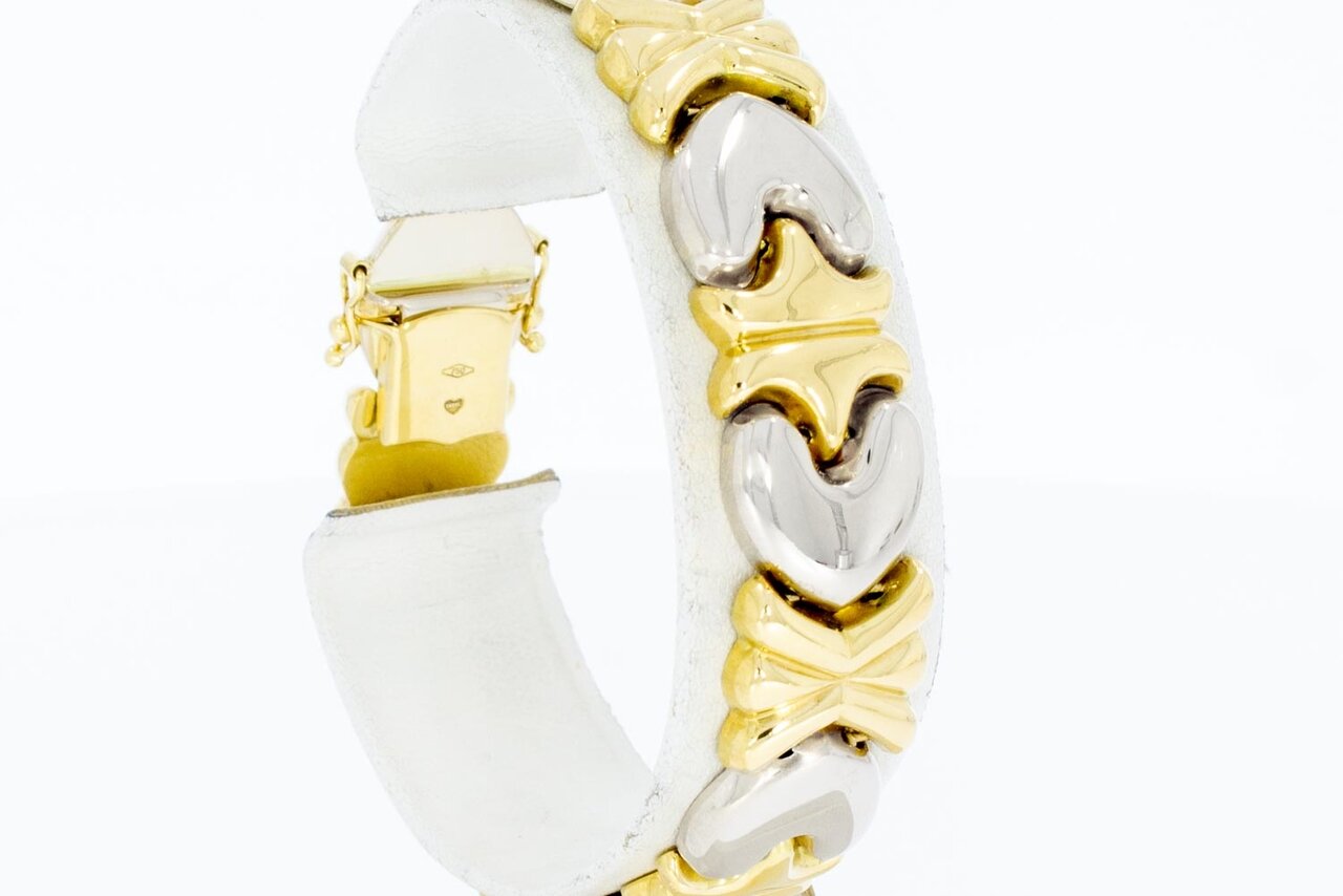 Bicolor gouden armband dames 18 karaat - 18,5 cm