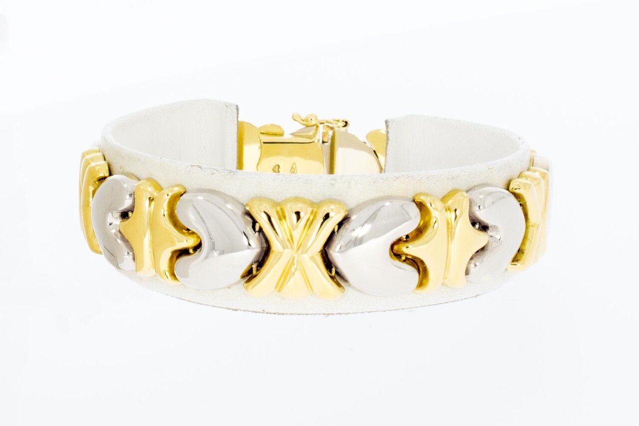Bicolor gouden armband dames 18 karaat - 18,5 cm