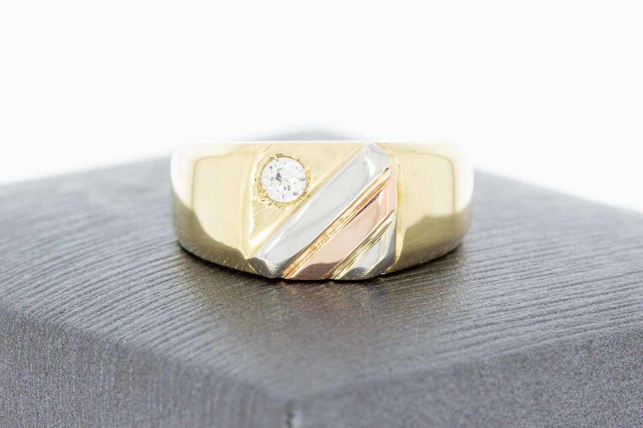 14 karaat gouden pinkring dames met zirkonia - 14,8 mm