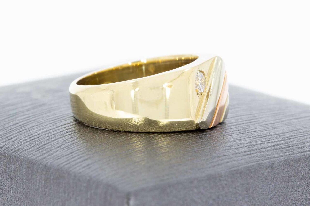 14 karaat gouden pinkring dames met zirkonia - 14,8 mm