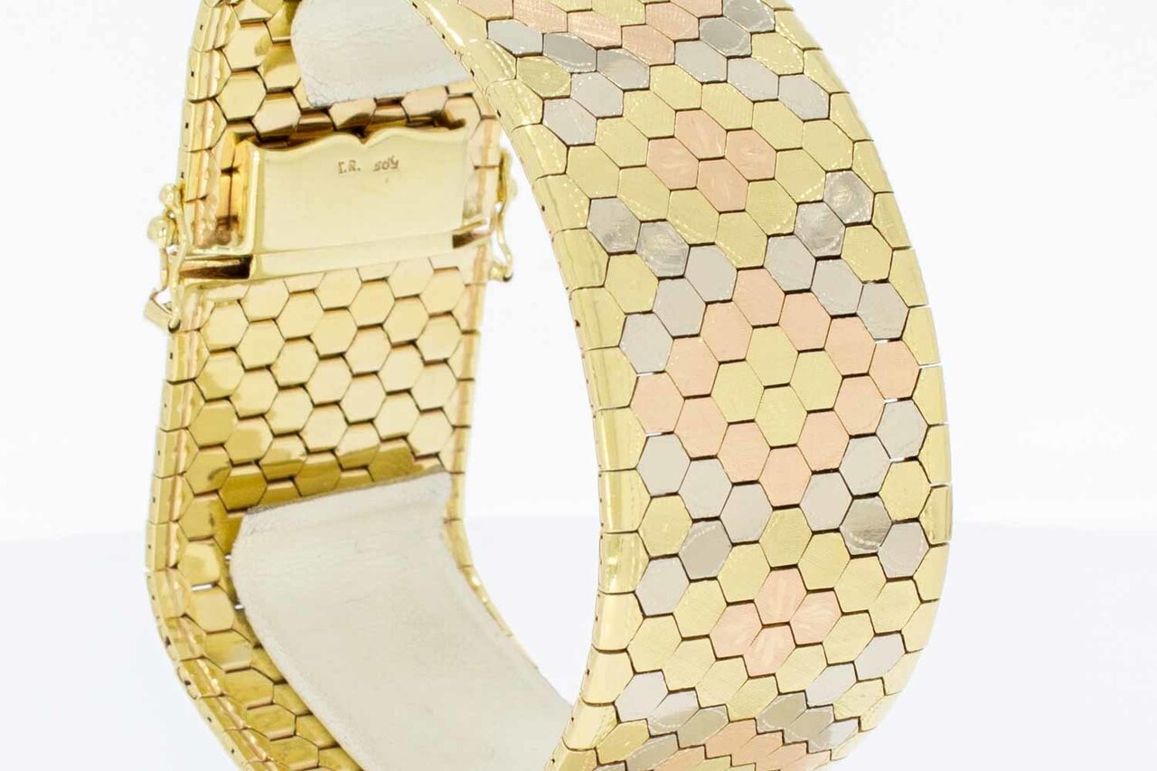 Tricolor gouden armband 14 karaat - 19,8 cm