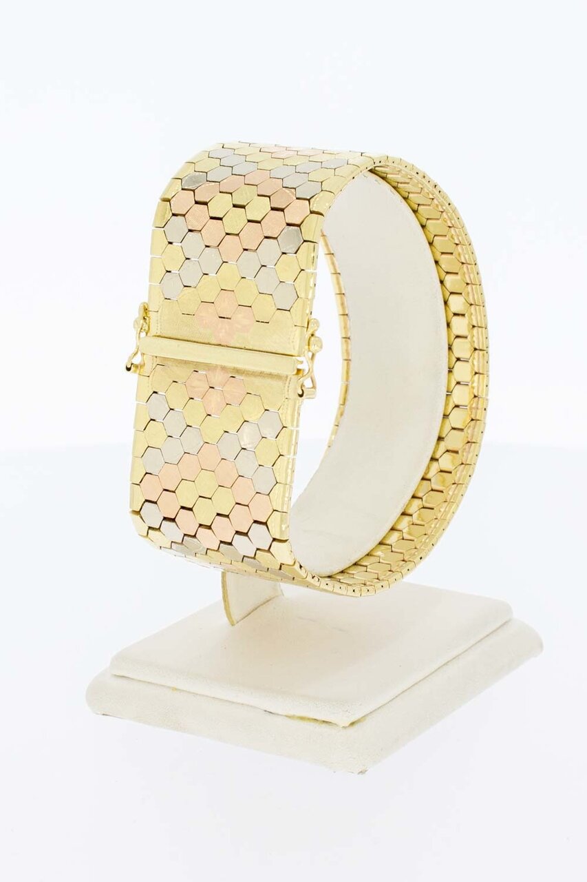 Tricolor gouden armband 14 karaat - 19,8 cm
