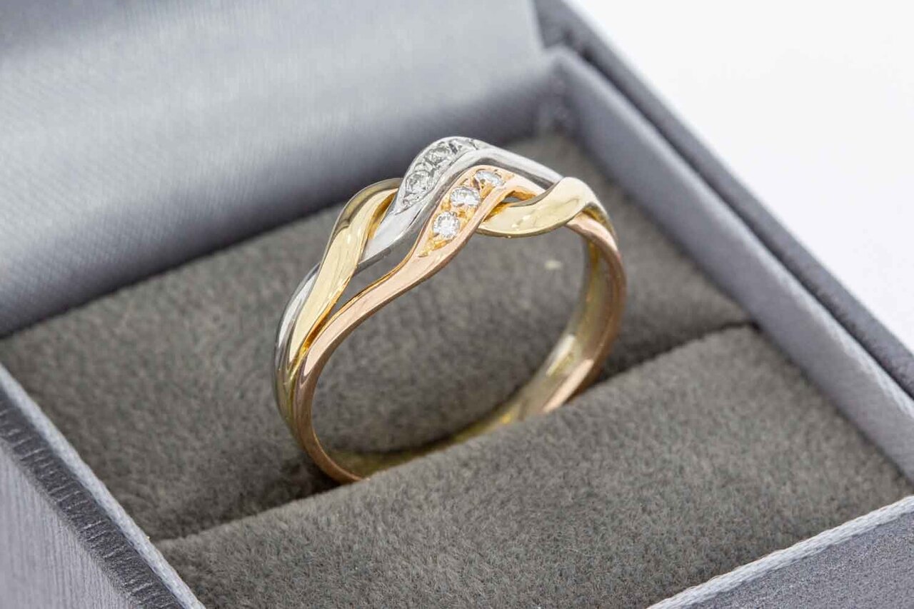 Crossover Diamant ring 585 goud - 18,3 mm