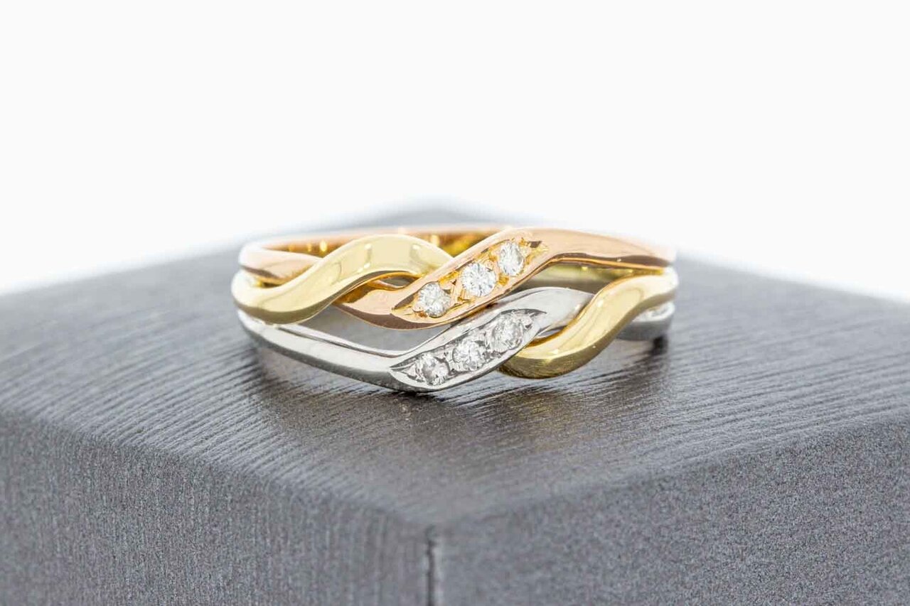 Crossover Diamant ring 585 goud - 18,3 mm