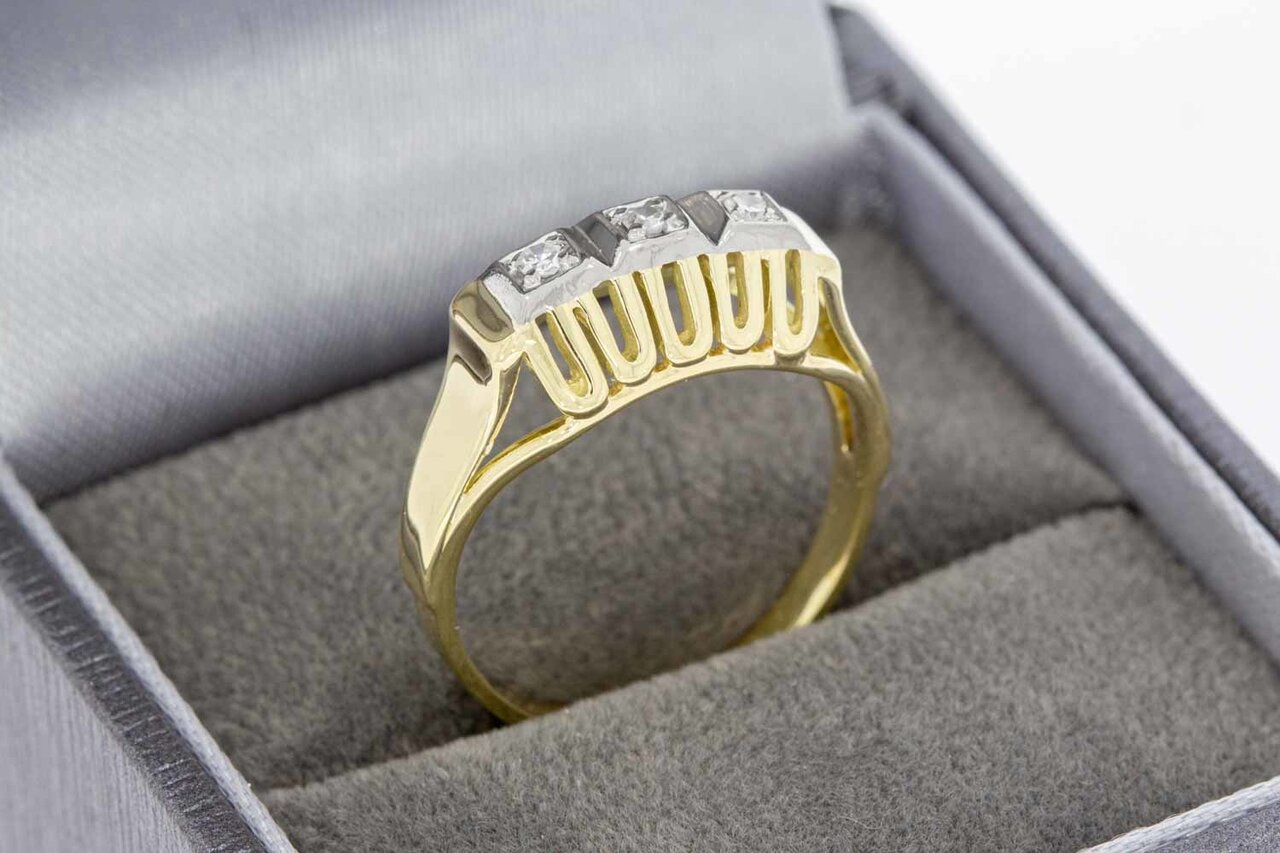 14 Karaat bicolor ring met Diamant - 17,4 mm