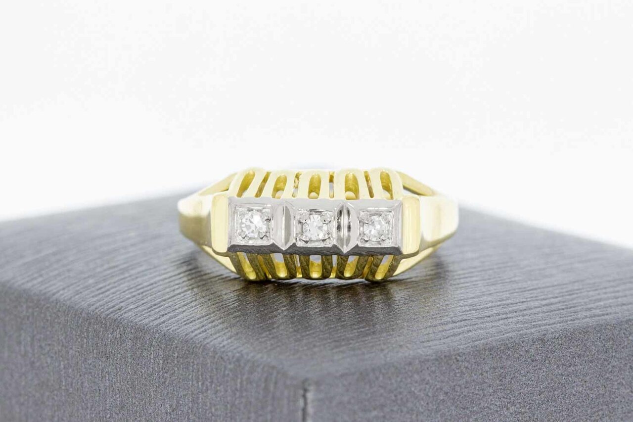 14 Karaat bicolor ring met Diamant - 17,4 mm