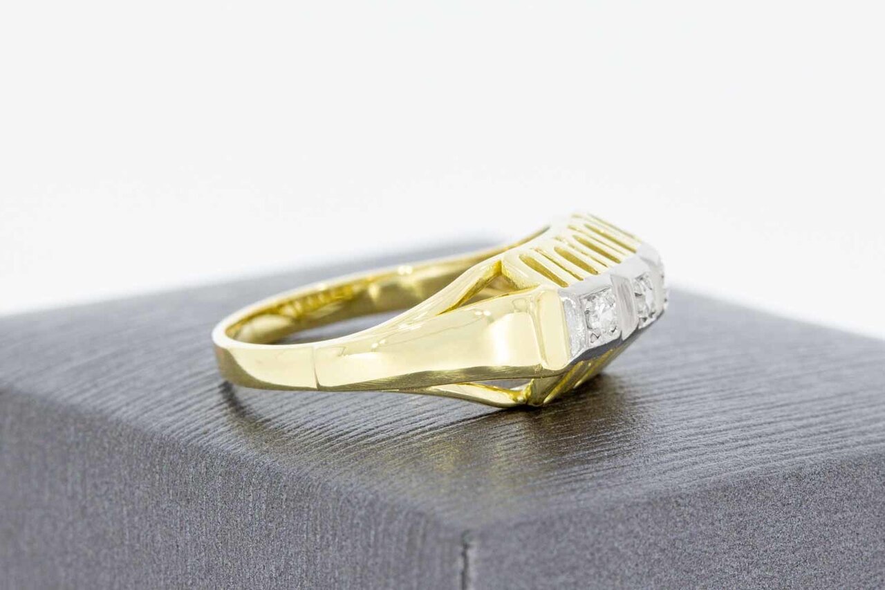 14 Karaat bicolor ring met Diamant - 17,4 mm