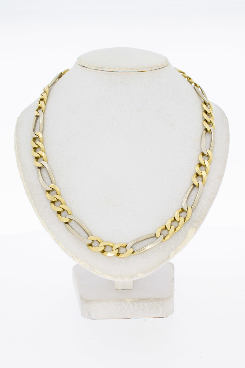14 karaat bicolor gouden figaro ketting heren - 67,5 cm