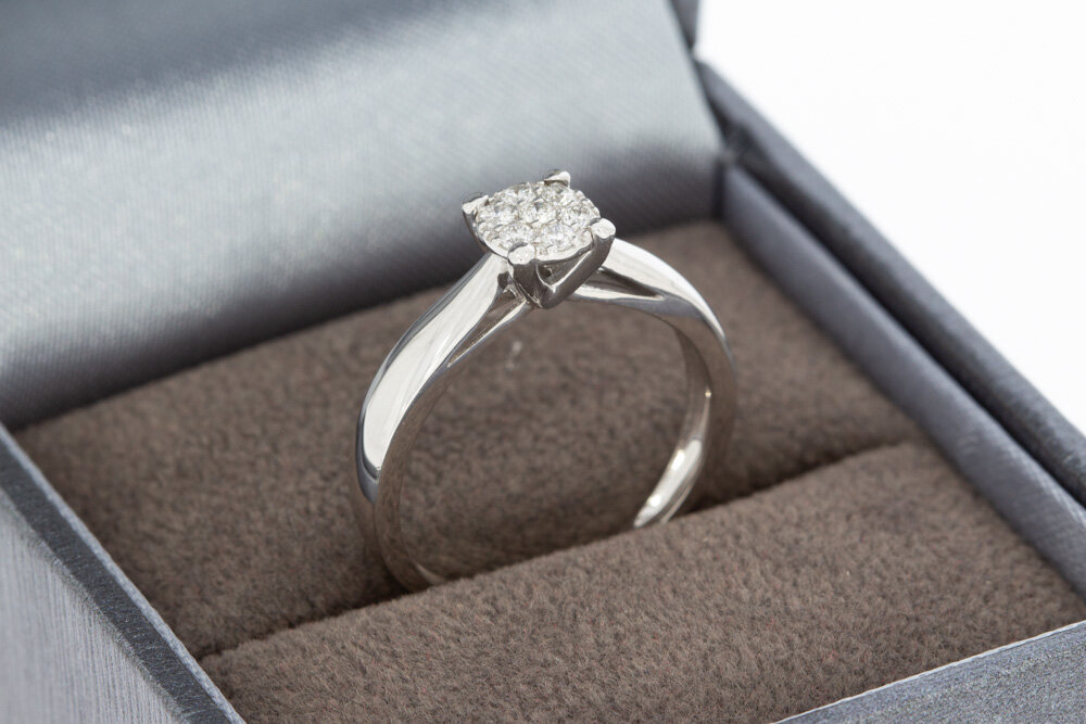 Ring dames 9 karaat (wit) met diamant 0,07 crt - 16 mm (1,9 g)