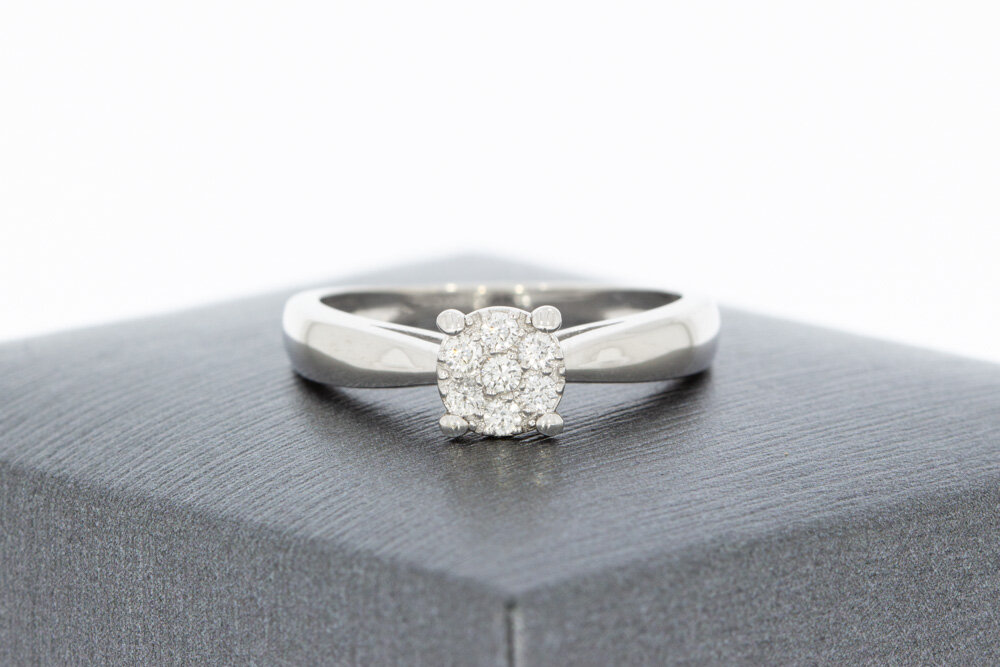 Ring dames 9 karaat (wit) met diamant 0,07 crt - 16 mm (1,9 g)