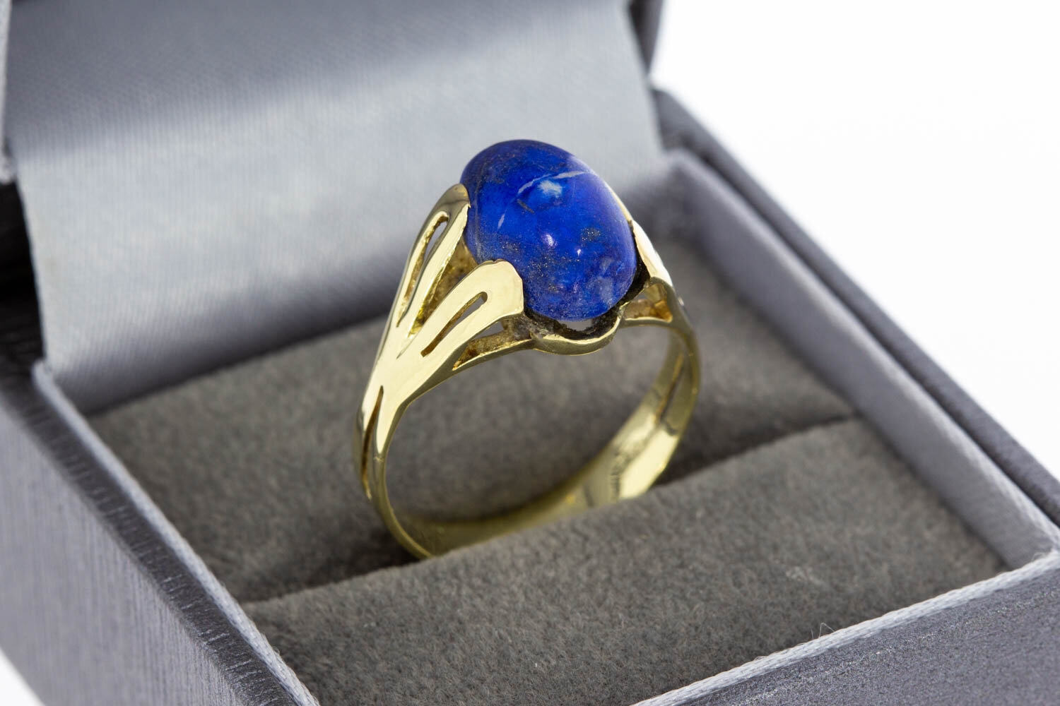 Vintage gouden ring dames 14 karaat met lapis lazuli - 18 mm
