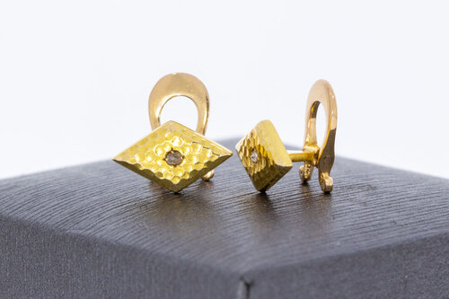 18 Karaat gouden gefigureerde Manchetknopen met Diamant
