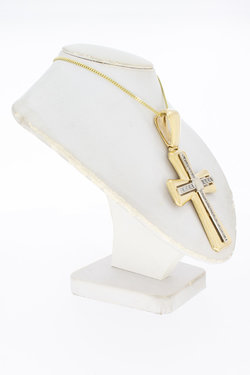 9 Karaat Kruis ketting hanger met Zirkonia - 7,61 cm