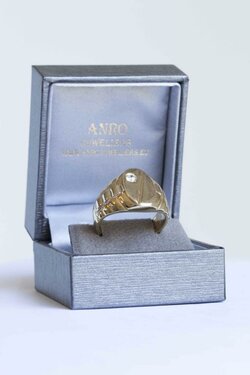 14 Karaat brede geel gouden Statement ring met "ribben"