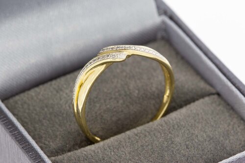 14 Karaat bicolor gouden Slagring gezet met Diamant