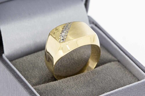 14 Karaat bicolor gouden Statement ring - ringmaat 19,5 mm