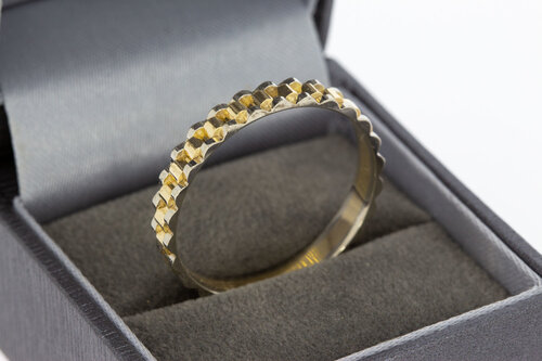 14 Karaat bicolor gouden Rolex style ring - 23,2 mm