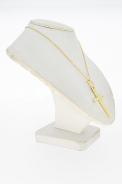 14 Karaat geel gouden Kruis ketting hanger (3,5 cm)