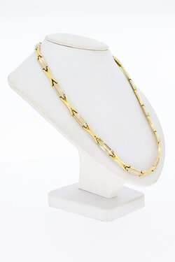 14 Karaat bicolor gouden Staafjes schakel Collier - 41,9 cm
