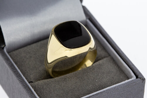 14 karaat gouden Onyx Zegelring - 20,3 mm