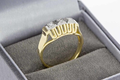 14 Karaat bicolor gouden Pink ring met diamant - 17,4 mm
