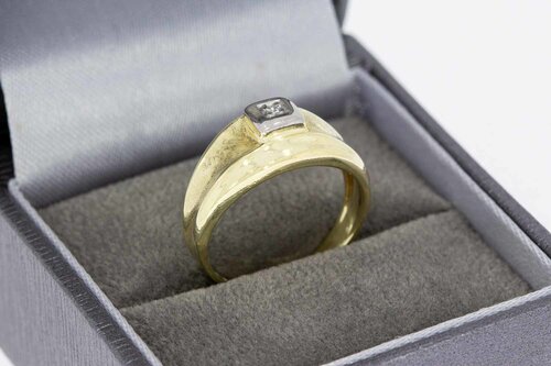 14 karaat gouden diamant Pinkring - 17 mm