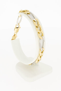 14 Karaat brede Figaro gouden armband - 21,3 cm
