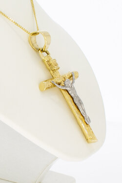 14 karaat gouden Kruis ketting hanger - 6 cm