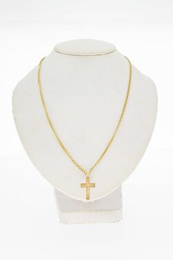 14 Karaat geelgouden Kruis ketting hanger