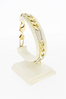 14 Karaat bicolor gouden Figaro armband - 22,8 cm