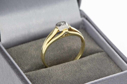 14 Karaat bicolor gouden Pinkring met Diamant - 17,9 mm