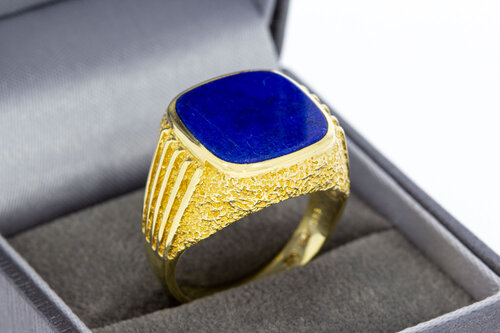 14 karaat gouden Zegelring met Lapis Lazulli - 19,5 mm