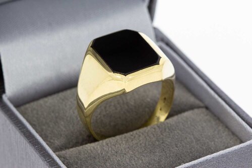 14 Karaat gouden Zegelring gezet met Onyx - 20 mm