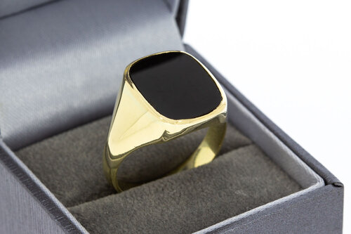 14 Karaat gouden Onyx Zegelring - 20,4 mm