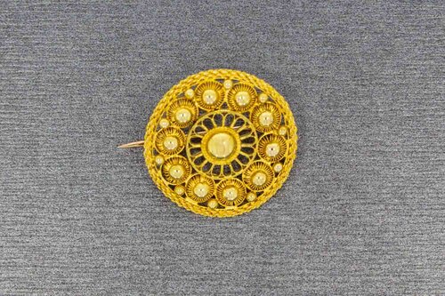 14 Karaat gouden vintage Filigrain Zeeuwse Knop Broche