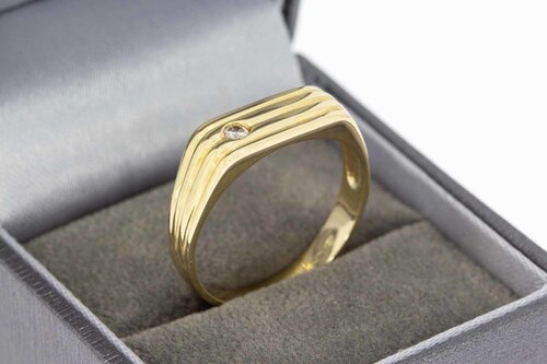 14 Karaat gouden geprofileerde Statement ring met Zirkonia - 20,1 mm