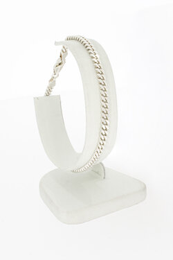Gewalst en geslepen zilveren Gourmet armband - 20 cm