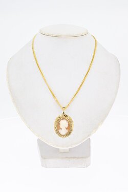 14 Karaat geel gouden vintage Camee hanger - 29,9 mm