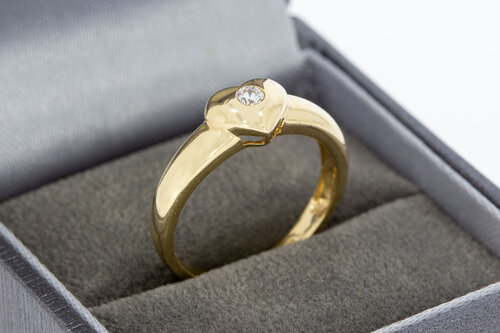 14 karaat  gouden ring met hartje - 17,6 mm