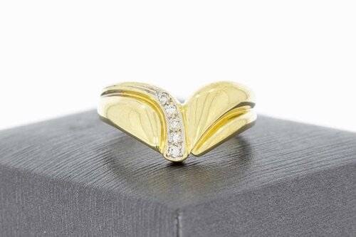14 Karaat geel gouden Fantasie ring met Diamant - 18,1 mm