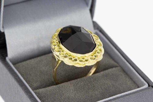 14 Karaat goud Retro Granaat ring - 17,9 mm