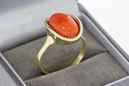 14 Karaat goud bloed koraal ring - 19,4 mm