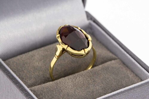 14 Karaat goud granaat ring dames - 17,4 mm