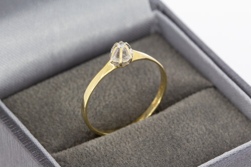 14 Karaat goud damesring met Diamant - 17,5 mm