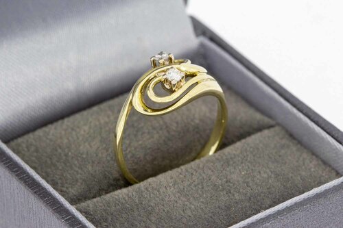 14 Karaat goud ring met Diamant - 17,1 mm