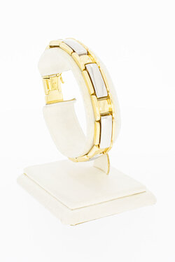 14 Karaat bicolor gouden Plaatjes armband - 18 cm
